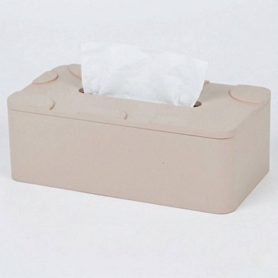 Urbn-Living Wooden Tissue Box Cover Holder, Modern Refillable Dispenser Case - Terracotta - image 1