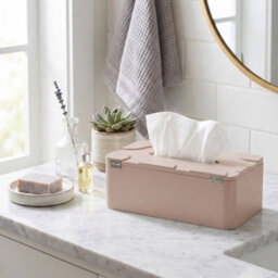 Urbn-Living Wooden Tissue Box Cover Holder, Modern Refillable Dispenser Case - Terracotta - thumbnail 3