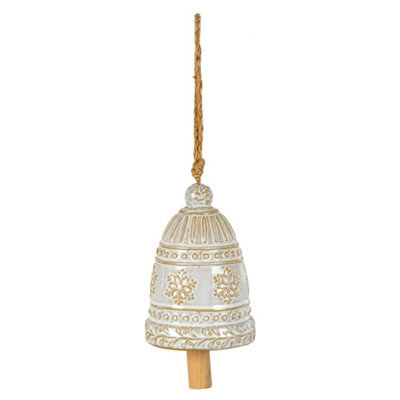 Large Ceramic Bell Tree Ornament With Snowflake Detail Christmas Decoration - image 1