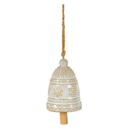 Large Ceramic Bell Tree Ornament With Snowflake Detail Christmas Decoration - thumbnail 1