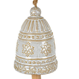 Large Ceramic Bell Tree Ornament With Snowflake Detail Christmas Decoration - thumbnail 2