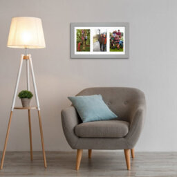 AK Frames 40X20Cm Light Grey Modern Multi Photo Frame With White Mount - Holds 3 Apertures (3X) 6X4 Photos - thumbnail 3
