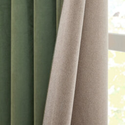 furn. Furn Verso Reversible Suede-Look Blackout Eyelet Curtain Pair, Green, (W) 229 X (D) 137Cm - thumbnail 4
