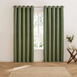 furn. Furn Verso Reversible Suede-Look Blackout Eyelet Curtain Pair, Green, (W) 229 X (D) 137Cm - thumbnail 6