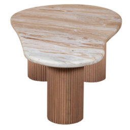 Bundi Natural Marble & Wood Pedestal Coffee Table - thumbnail 4