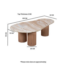Bundi Natural Marble & Wood Pedestal Coffee Table - thumbnail 6