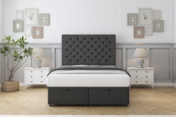 "Sloomy Mayfair Graphite Dumfries Ottoman Bed With Mattress With 54"" Floor Standing Headboard 2'6 Small Single"