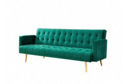 Home Detail Windsor Sofa Bed, Green Velvet Gold Legs - thumbnail 3