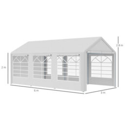 Outsunny 6M X 3M Heavy Duty Carport Outdoor Car Canopy Shelter Party Tent - thumbnail 3