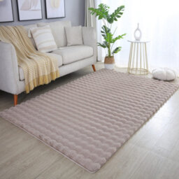 Orbie Washable Low Pile Super Soft Living Room Area Rug Machine Carved Ridge-Furrow Design Beige 200 X 280 Cm - thumbnail 6
