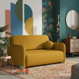 Viva Sun Iii Sofa Bed With Sleeping Function And Storage Compartment Chipboard Metal Legs 150X103X85Cm Mustard