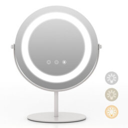 Costway Makeup Vanity Mirror 3 Color Dimmable Led Lighted Round Mirror Touch Screen - thumbnail 1