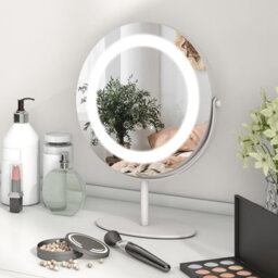 Costway Makeup Vanity Mirror 3 Color Dimmable Led Lighted Round Mirror Touch Screen - thumbnail 3
