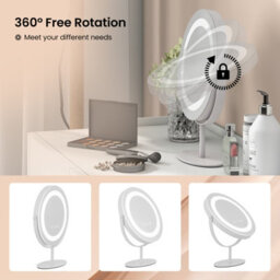 Costway Makeup Vanity Mirror 3 Color Dimmable Led Lighted Round Mirror Touch Screen - thumbnail 9