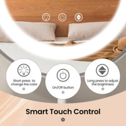 Costway Makeup Vanity Mirror 3 Color Dimmable Led Lighted Round Mirror Touch Screen - thumbnail 8