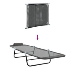 Berkfield Folding Sun Lounger With Headrest Grey Textilene - thumbnail 8