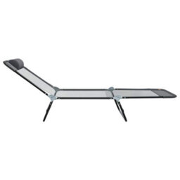 Berkfield Folding Sun Lounger With Headrest Grey Textilene - thumbnail 5