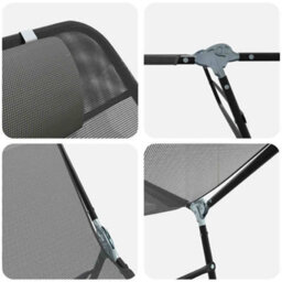 Berkfield Folding Sun Lounger With Headrest Grey Textilene - thumbnail 7