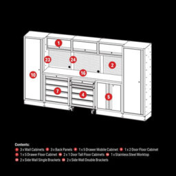 Draper Bunker 16 Piece Workshop Storage Solution With 3240mm Stainless Steel Worktop - thumbnail 2