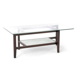 Gainoom Home Brown Glass Coffee Table 2-Tier Coffee Table With Storage Shelf - thumbnail 9