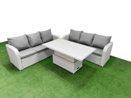 Fimous Outdoor Garden Furniture Sets 6 Seater Adjustable Lifting Dining Or Coffee Table High Back Lounge Sofa - thumbnail 1