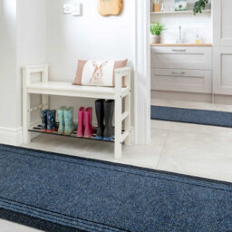 Loomed Navy Hard Wearing Non Slip Cut To Measure Runner Utility Mat 66Cm Wide (2Ft 2In W X 17Ft L) - thumbnail 2
