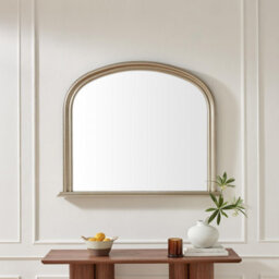 Furniturebox Uk Cecily Silver Wood Large 110X90 Overmantle Arch Mirror - thumbnail 2
