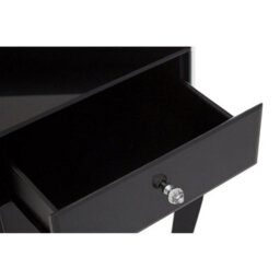Orsina Sleek 1 Drawer Side Table, Black Mirrored Modern Side Table For Livingroom, Glass Finished Bedside Table - thumbnail 6