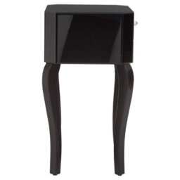 Orsina Sleek 1 Drawer Side Table, Black Mirrored Modern Side Table For Livingroom, Glass Finished Bedside Table - thumbnail 3