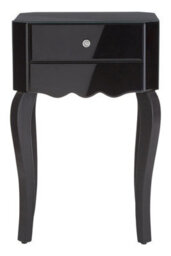 Orsina Sleek 1 Drawer Side Table, Black Mirrored Modern Side Table For Livingroom, Glass Finished Bedside Table - thumbnail 7