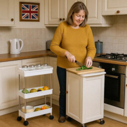 Celino 3-Tier Storage Trolley Cart Slim Rolling Utility Shelving Organizer For Kitchen Bathroom Laundry Room Plastic White - thumbnail 4