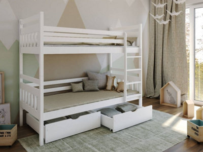 Arte Space-Saving White Matt Bunk Bed With Storage & Foam Mattresses (H1640mm X W1980mm X D980mm) - image 1