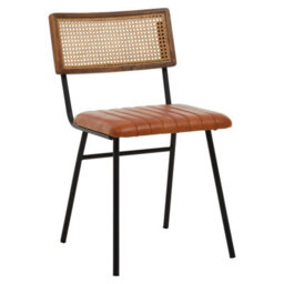 Orsina Tan Leather Dining Chair, Sturdy Dining Room Chair, Leather Effect Accent Chair For Home, Office - thumbnail 2