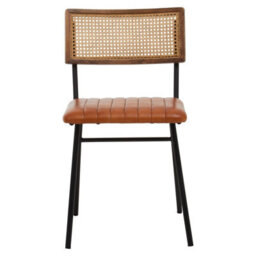 Orsina Tan Leather Dining Chair, Sturdy Dining Room Chair, Leather Effect Accent Chair For Home, Office - thumbnail 1