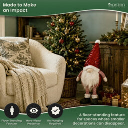 The Garden Market Place Large Christmas Gonk Red Glam Figure 80Cm Freestanding Indoor Festive Decoration With Sequin Hat - thumbnail 6
