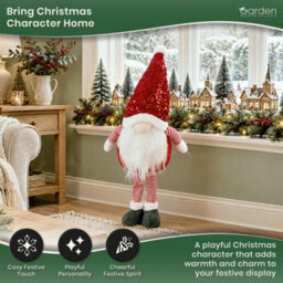 The Garden Market Place Large Christmas Gonk Red Glam Figure 80Cm Freestanding Indoor Festive Decoration With Sequin Hat - thumbnail 2