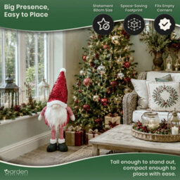 The Garden Market Place Large Christmas Gonk Red Glam Figure 80Cm Freestanding Indoor Festive Decoration With Sequin Hat - thumbnail 3