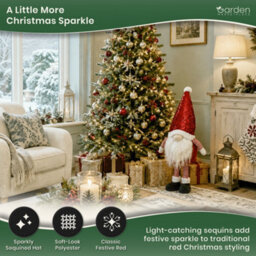 The Garden Market Place Large Christmas Gonk Red Glam Figure 80Cm Freestanding Indoor Festive Decoration With Sequin Hat - thumbnail 4