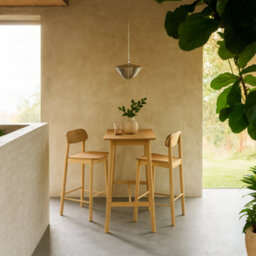 Wyld Haus Brno 3-Piece Bar Table & 2 Stools Natural Oak Effect Matt Finish - thumbnail 2