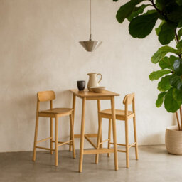 Wyld Haus Brno 3-Piece Bar Table & 2 Stools Natural Oak Effect Matt Finish - thumbnail 1