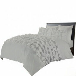 Ruffle Border Duvet Cover Soft Elegant Bedding Set With Pillowcases Silver - thumbnail 2