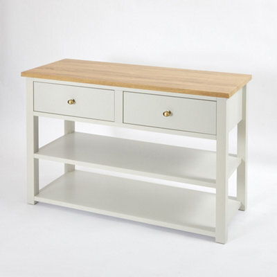 Homestylestore 1215mm Antique White And Oak Bathroom Vanity Unit With Gold Round Handles - image 1