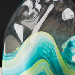 Vanity Living 21.5Cm Clear And Blue Ocean Design Handmade Glass Vase, Small Decorative Vase For Living Room - thumbnail 2