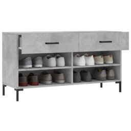 Berkfield Industrial Shoe Bench Concrete Grey 102X35X55 Cm Engineered Wood - thumbnail 4
