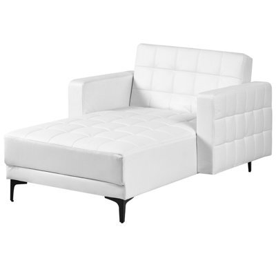 Beliani Chaise Longue Aberdeen Faux Leather White - image 1