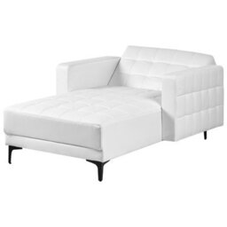 Beliani Chaise Longue Aberdeen Faux Leather White - thumbnail 4