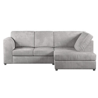 SOFASELECTIONUK LTD Sofa Selection Jumbo Cord High Back 4 Seater Right Hand Facing Corner Sofa In Silver Soft Cord Fabric
