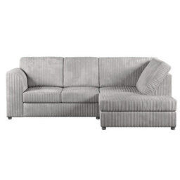 SOFASELECTIONUK LTD Sofa Selection Jumbo Cord High Back 4 Seater Right Hand Facing Corner Sofa In Silver Soft Cord Fabric