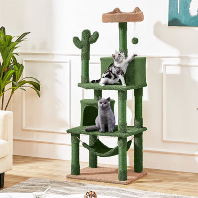 Yaheetech Green/brown 158.5Cm Multi Level Cat Tree Large Cat Tower W/condo And Hammock - image 1