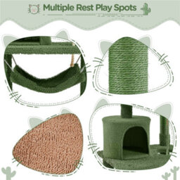 Yaheetech Green/brown 158.5Cm Multi Level Cat Tree Large Cat Tower W/condo And Hammock - thumbnail 5